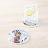 白黒カーブテキスト 家族写真 コースター (側面)