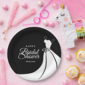 白黒ガウンエレガントブライダルシャワー ペーパープレート (パーティー)