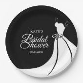 白黒ガウンエレガントブライダルシャワー ペーパープレート (正面)