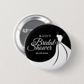 白黒ガウンエレガントブライダルシャワー 缶バッジ (正面&裏面)