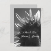 白黒ガーデンヒマワリ結婚の感謝 サンキューカード (正面/裏面)