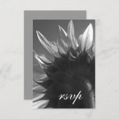 白黒ガーデンヒマワリ結婚式RSVP 出欠カード (正面/裏面)