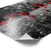 白黒ガーデン写真の赤いバラ フォトプリント (角)