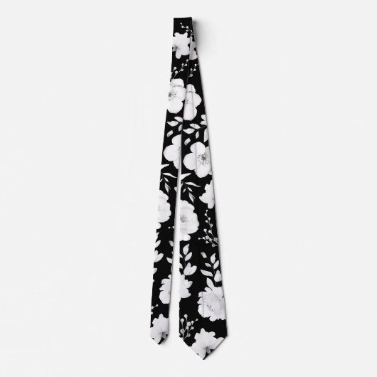 白黒ガーデン牡丹結婚のネックタイ ネクタイ (裏面)