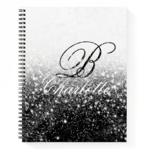 白黒ガーリーグリッターモノグラム名