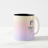 白黒ガーリー美しい ツートーンマグカップ (正面右)
