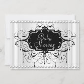 白黒ガールまたはボーイベビーシャワーベビー 招待状 (正面)