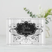 白黒ガールまたはボーイベビーシャワーベビー 招待状 (スタンド正面)