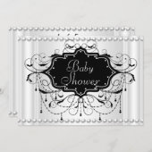 白黒ガールまたはボーイベビーシャワーベビー 招待状 (正面/裏面)