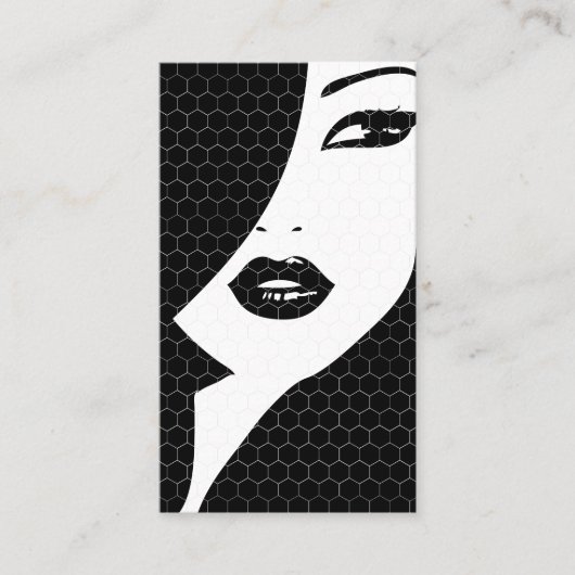 白黒ガールパターン（の模様が）ある名刺 名刺 (正面)