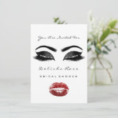 白黒キスメイクアップブライダルシャワー赤 招待状 (スタンド正面)