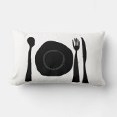 白黒キッチンアート ランバークッション (正面)