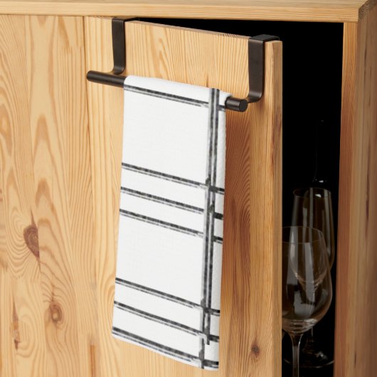 白黒キッチンハンドストライプタオル キッチンタオル (三つ折り)