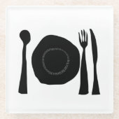 白黒キッチン用品 ガラスコースター (正面)