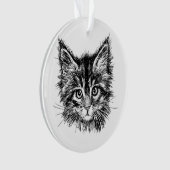 白黒キッテン顔 オーナメント (正面)