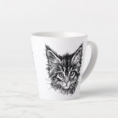 白黒キッテン顔 カフェラテマグ (右アングル)