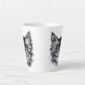 白黒キッテン顔 カフェラテマグ (正面)