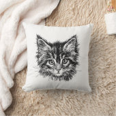 白黒キッテン顔 クッション (ブランケット)