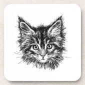 白黒キッテン顔 コースター (正面)