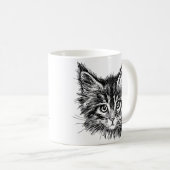 白黒キッテン顔 コーヒーマグカップ (正面右)