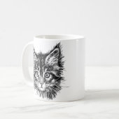 白黒キッテン顔 コーヒーマグカップ (正面左)