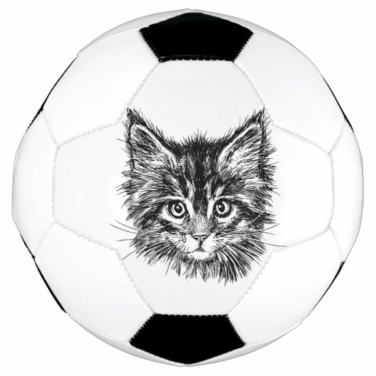 白黒キッテン顔 サッカーボール (正面)