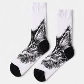 白黒キッテン顔 ソックス (左)