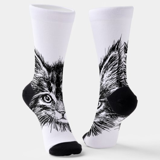 白黒キッテン顔 ソックス (傾斜あり)