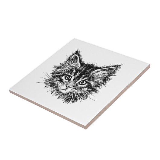 白黒キッテン顔 タイル (側面)