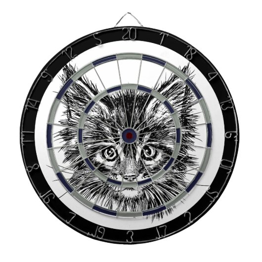 白黒キッテン顔 ダーツボード (正面)