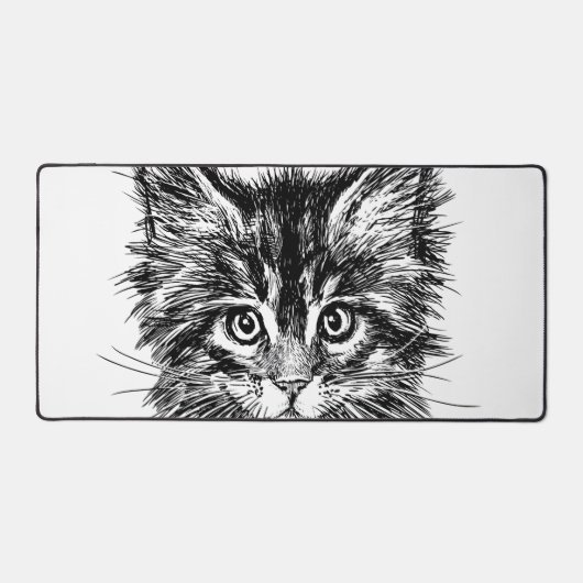 白黒キッテン顔 デスクマット (正面)