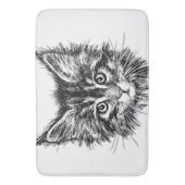 白黒キッテン顔 バスマット (正面縦)