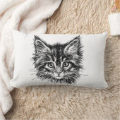 白黒キッテン顔 ランバークッション (ブランケット)