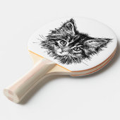 白黒キッテン顔 卓球ラケット (正面アングル)