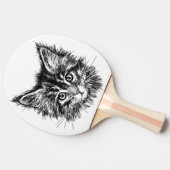白黒キッテン顔 卓球ラケット (横)