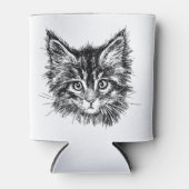 白黒キッテン顔 缶クーラー (正面)