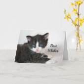 白黒キットンおめでとう結婚さん カード (黄色い花)