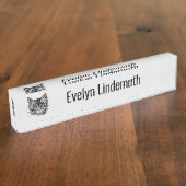 白黒キットン顔オングレーパーソナル デスクネームプレート (側面)