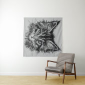 白黒キットン顔オングレー タペストリー (インサイチュ(横))