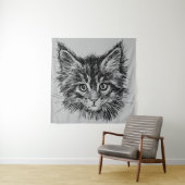 白黒キットン顔オングレー タペストリー (インサイチュ)