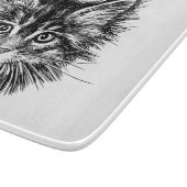 白黒キットン顔ガラス カッティングボード (角)