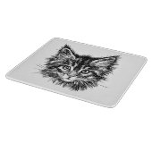 白黒キットン顔ガラス カッティングボード (角)