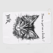 白黒キットン顔wモノグラム ゴルフタオル (横)