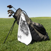 白黒キットン顔wモノグラム ゴルフタオル (グリーン)