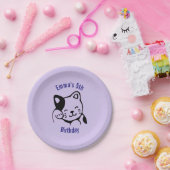 白黒キティ猫なびくハロー誕生日 ペーパープレート (パーティー)