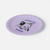 白黒キティ猫なびくハロー誕生日 ペーパープレート (アングル)