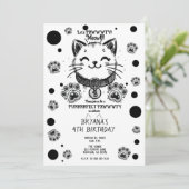 白黒キティ猫の誕生日パーティー 招待状 (スタンド正面)