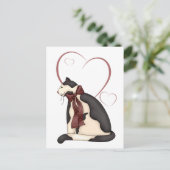 白黒キティ猫ハートバレンタイン シーズンポストカード (スタンド正面)