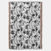 白黒キノコ スローブランケット (正面縦)