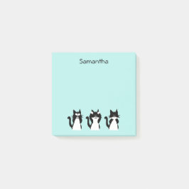 白黒キャッツスリーワイズ猫ちゃんアクアブルー ポストイット